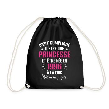 Princesse Née en 1996 - Cadeau D'anniversaire 1996 - Sac de sport léger - noir - Devant
