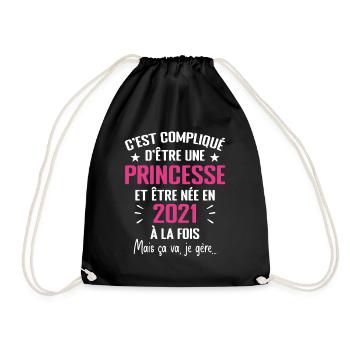 Princesse Née en 2021 - Cadeau D'anniversaire 2021 - Sac de sport léger - noir - Devant
