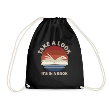 Take A Look It's In A Book Reading Bookworm - Drawstring Bag - black - Front