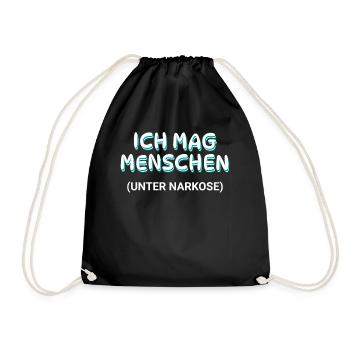 Ich mag Menschen - unter Anästhesie - Turnbeutel - Schwarz - Vorne