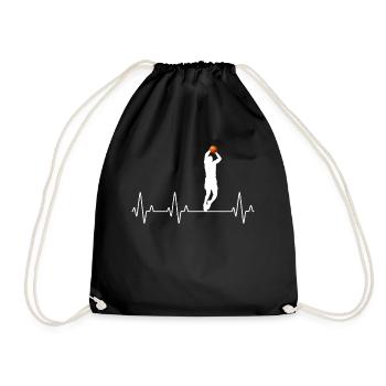 Hearbeat Basketball cooles Sport Design Herzschlag - Turnbeutel - Schwarz - Vorne