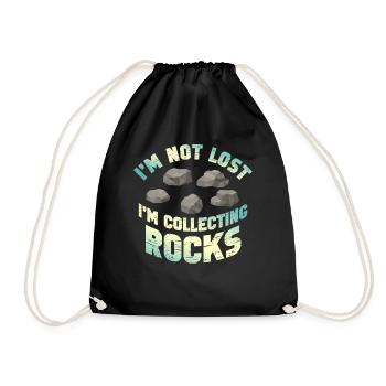 Je ne suis pas perdu Je collectionne des roches Drôle de géologie - Sac de sport léger - noir - Devant