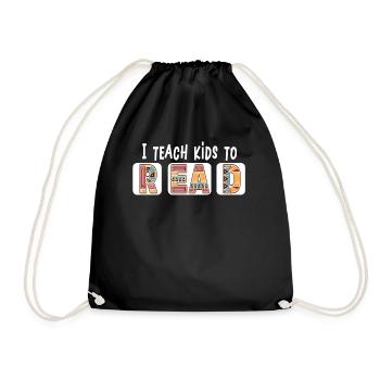 I Teach Kids To Read Science Teachers Reading - Drawstring Bag - black - Front