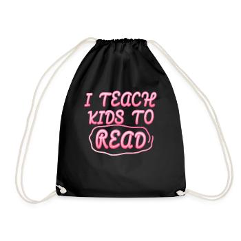 I Teach Kids To Read Science Teachers Reading - Drawstring Bag - black - Front
