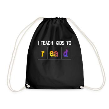 I Teach Kids To Read Science Teachers Reading - Drawstring Bag - black - Front