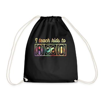 I Teach Kids To Read Science Teachers Reading - Drawstring Bag - black - Front