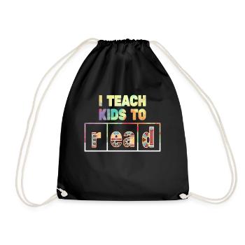 I Teach Kids To Read Science Teachers Reading - Drawstring Bag - black - Front