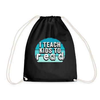 I Teach Kids To Read Science Teachers Reading - Drawstring Bag - black - Front
