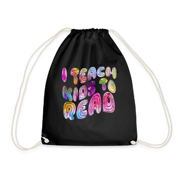 I Teach Kids To Read Science Teachers Reading - Drawstring Bag - black - Front