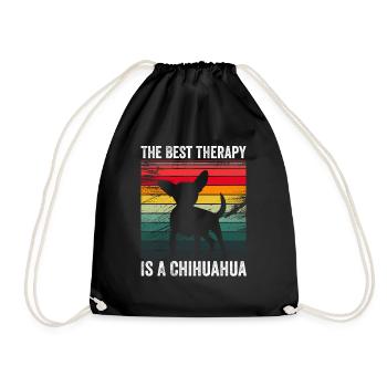 The Best Therapy Is A Chihuahua Funny Dog Lovers - Drawstring Bag - black - Front