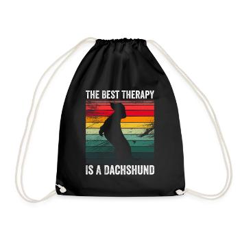 The Best Therapy Is A Dachshund Funny Dog Lovers - Drawstring Bag - black - Front