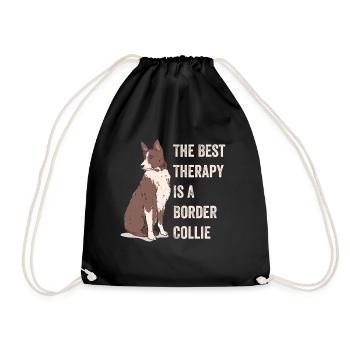 The Best Therapy Is A Border Collie Funny Dog Love - Drawstring Bag - black - Front