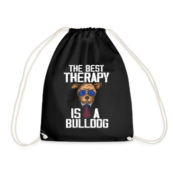 The Best Therapy Is Bulldog Dog Lover Bulldog Dog - Drawstring Bag - black - Front