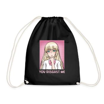 Chibi Anime Girl You Disgust Me - Drawstring Bag - black - Front