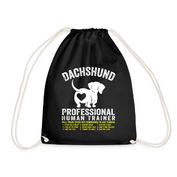 Beautiful Dachshund Pro Human Trainer Dachshund - Drawstring Bag - black - Front