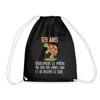 69 ans tortue anniversaire doucement vite ralenti - Sac de sport léger - noir - Devant