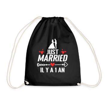 Noces De Coton Cadeau Anniversaire De Mariage 1 An - Sac de sport léger - noir - Devant
