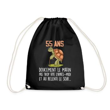 55 ans tortue anniversaire doucement vite ralenti - Sac de sport léger - noir - Devant