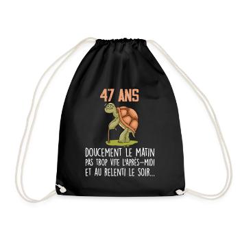 47 ans tortue anniversaire doucement vite ralenti - Sac de sport léger - noir - Devant