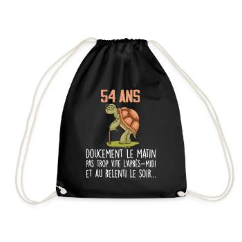 54 ans tortue anniversaire doucement vite ralenti - Sac de sport léger - noir - Devant