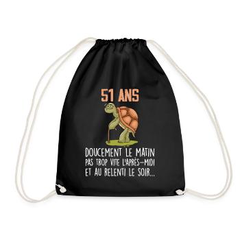 51 ans tortue anniversaire doucement vite ralenti - Sac de sport léger - noir - Devant