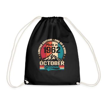 Oktober 1962 Geburtstagsgeschenk 1962 Oktober - Turnbeutel - Schwarz - Vorne