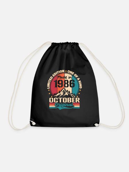Oktober 1986 Geburtstagsgeschenk 1986 Oktober - Turnbeutel - Schwarz