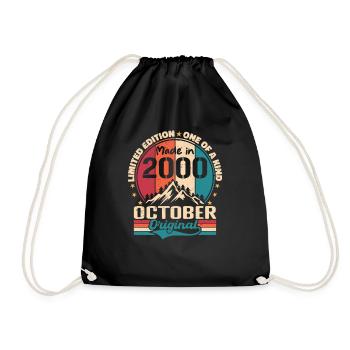 October 2000 Birthday Gift 2000 October - Drawstring Bag - black - Front
