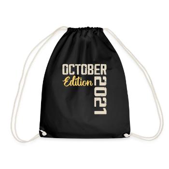 Oktober 2021 Vintage - Retro Geburtstagsgeschenk - Turnbeutel - Schwarz - Vorne
