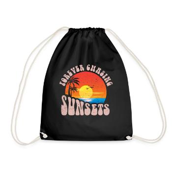 Forever Chasing Sunsets Retro Summer Vacation - Drawstring Bag - black - Front