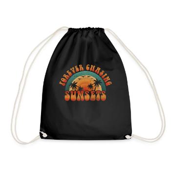 Forever Chasing Sunsets Retro Summer Vacation - Drawstring Bag - black - Front