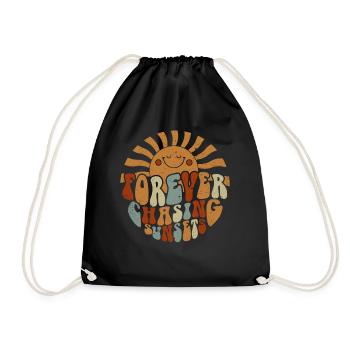 Forever Chasing Sunsets Retro Summer Vacation - Drawstring Bag - black - Front