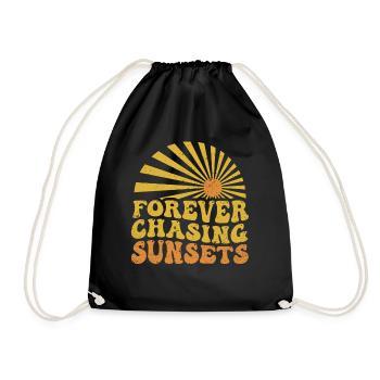 Forever Chasing Sunsets Retro Summer Vacation - Drawstring Bag - black - Front