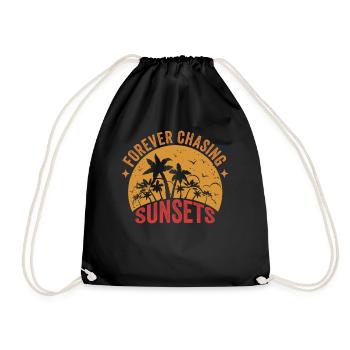 Forever Chasing Sunsets Retro Summer Vacation - Drawstring Bag - black - Front