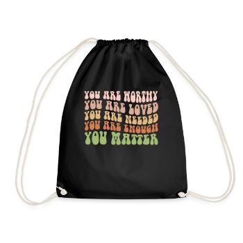 You Matter Kindness Be Kind Groovy Mental Health - Drawstring Bag - black - Front