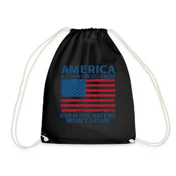 Amerika: Ein Land, das so großartig ist, dass die USA patriotisch sind - Turnbeutel - Schwarz - Vorne