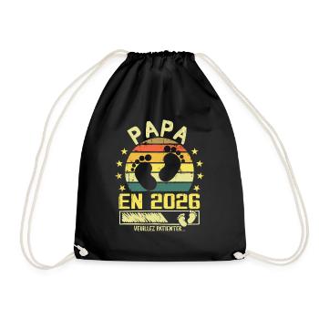 Papa en 2026 Veuillez Patienter Cadeau Futur Père - Sac de sport léger - noir - Devant