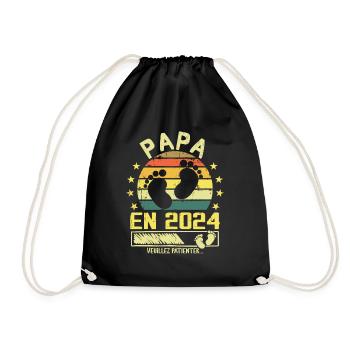Papa en 2024 Veuillez Patienter Cadeau Futur Père - Sac de sport léger - noir - Devant