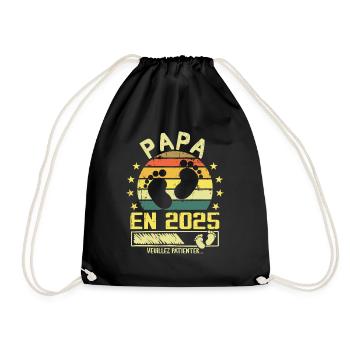 Papa en 2025 Veuillez Patienter Cadeau Futur Père - Sac de sport léger - noir - Devant