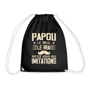 Papou Fete Des Grand Père Papy - Sac de sport léger - noir - Devant