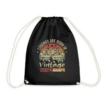 November 2024, Retro-Vintage-Geburtstagsgeschenk - Turnbeutel - Schwarz - Vorne