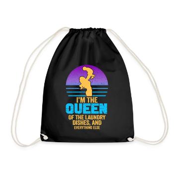 Queen Of The Laundry, Dishes And Everthing Else - Drawstring Bag - black - Front