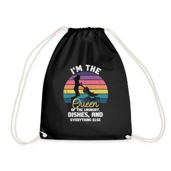 Queen Of The Laundry, Dishes And Everthing Else - Drawstring Bag - black - Front