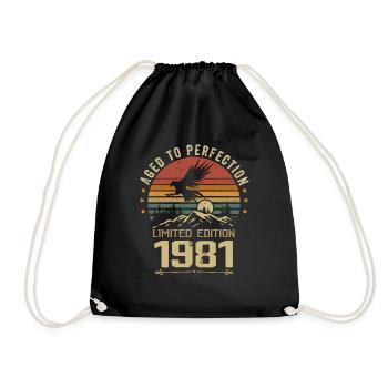 1981 Original Vintage Retro 1981 Anniversary - Drawstring Bag - black - Front