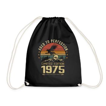 1975 Original Vintage Retro 1975 Anniversary - Drawstring Bag - black - Front
