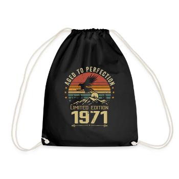 1971 Original Vintage Retro 1971 Jubiläum - Turnbeutel - Schwarz - Vorne