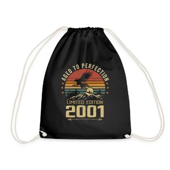 2001 Original Vintage Retro 2001 Anniversary - Drawstring Bag - black - Front