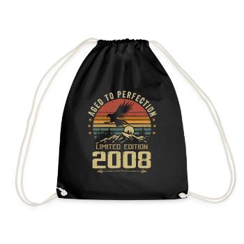2008 Original Vintage Retro 2008 Anniversary - Drawstring Bag - black - Front