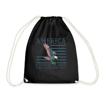 Amerika: Ein Land, das so großartig ist, dass die USA patriotisch sind - Turnbeutel - Schwarz - Vorne