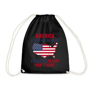 Amerika: Ein Land, das so großartig ist, dass die USA patriotisch sind - Turnbeutel - Schwarz - Vorne